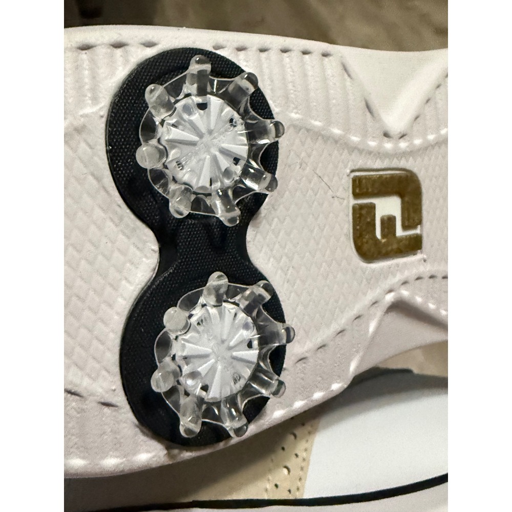FootJoy Traditions Golf Shoes Womens 10 White Beige Leopard Spiked 97938 - Picture 5 of 6